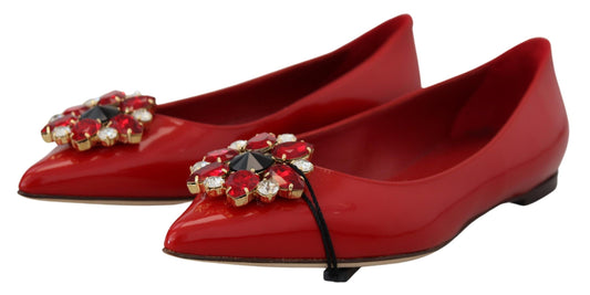 Mocassini e scarpe basse Dolce &amp; Gabbana in pelle rossa con cristalli