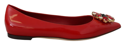 Mocassini e scarpe basse Dolce &amp; Gabbana in pelle rossa con cristalli