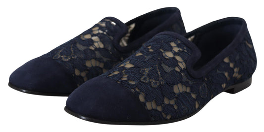 Mocassini e scarpe basse Dolce &amp; Gabbana in pizzo floreale blu