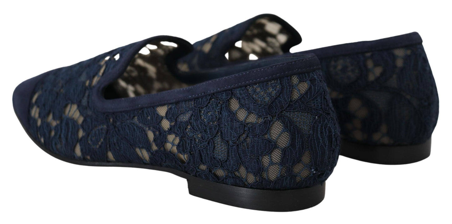 Mocassini e scarpe basse Dolce &amp; Gabbana in pizzo floreale blu