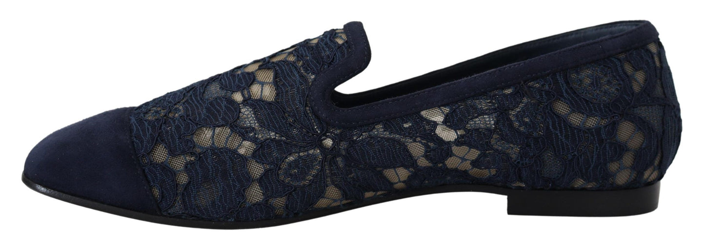 Mocassini e scarpe basse Dolce &amp; Gabbana in pizzo floreale blu