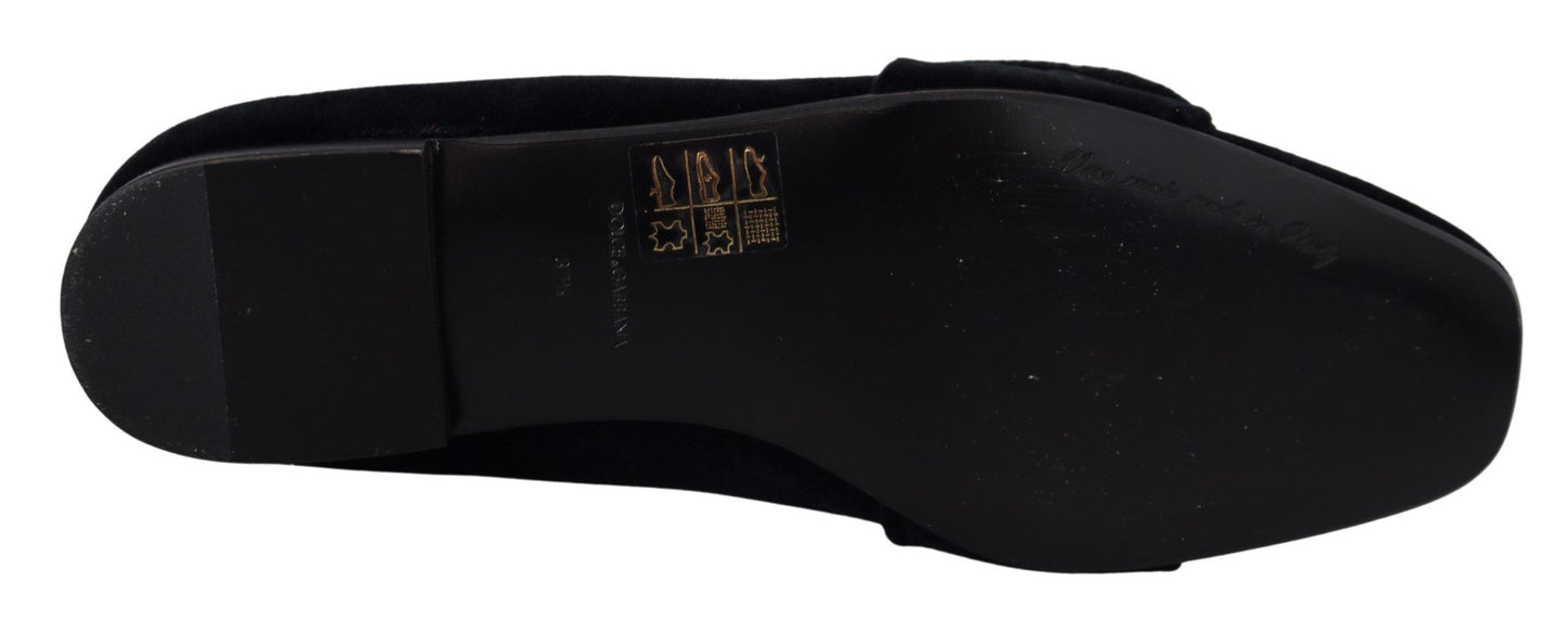 Mocassini e scarpe basse Dolce &amp; Gabbana in velluto nero con cristalli