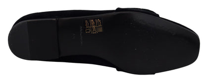 Mocassini e scarpe basse Dolce &amp; Gabbana in velluto nero con cristalli
