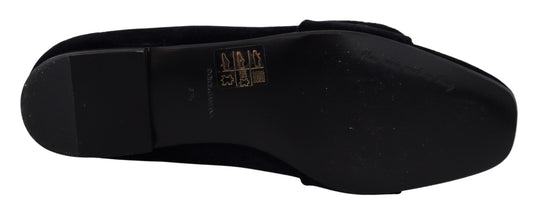 Mocassini e scarpe basse Dolce &amp; Gabbana in velluto nero con cristalli