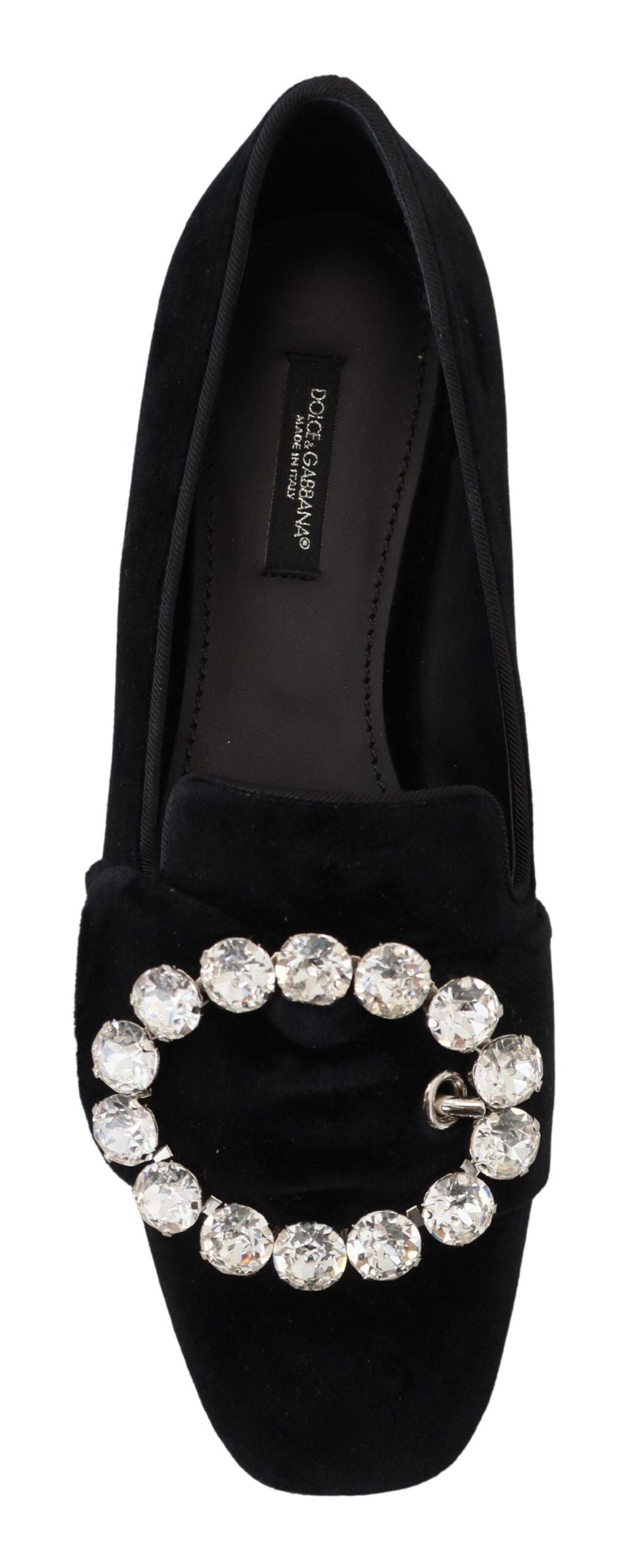 Mocassini e scarpe basse Dolce &amp; Gabbana in velluto nero con cristalli