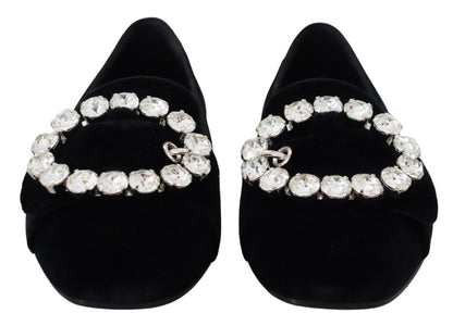 Mocassini e scarpe basse Dolce &amp; Gabbana in velluto nero con cristalli