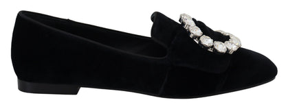 Mocassini e scarpe basse Dolce &amp; Gabbana in velluto nero con cristalli