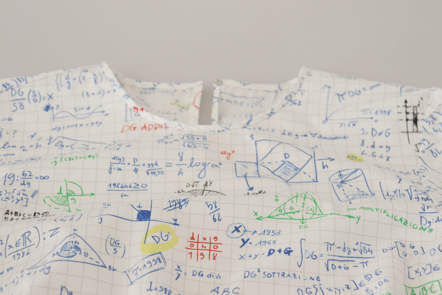 Maglia a maniche corte con stampa algebrica in cotone bianco Dolce &amp; Gabbana