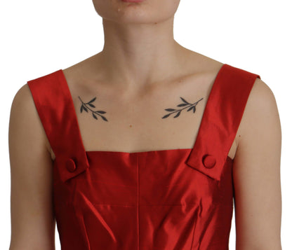 Abito in raso di seta plissettato rosso Dolce &amp; Gabbana