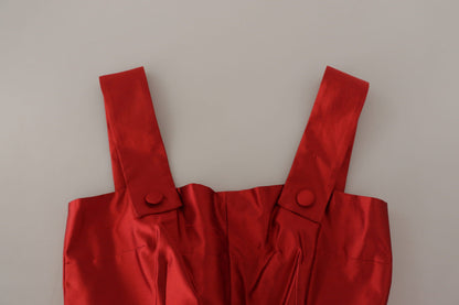 Abito in raso di seta plissettato rosso Dolce &amp; Gabbana