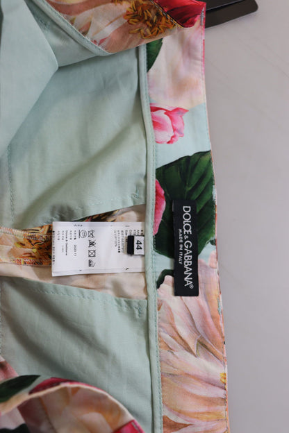 Pantaloni a vita alta con stampa floreale multicolore Dolce &amp; Gabbana
