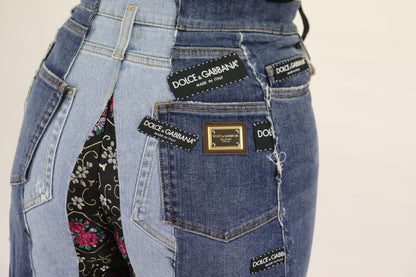 Pantaloni in denim a gamba larga DG Fashion patchwork multicolore Dolce &amp; Gabbana