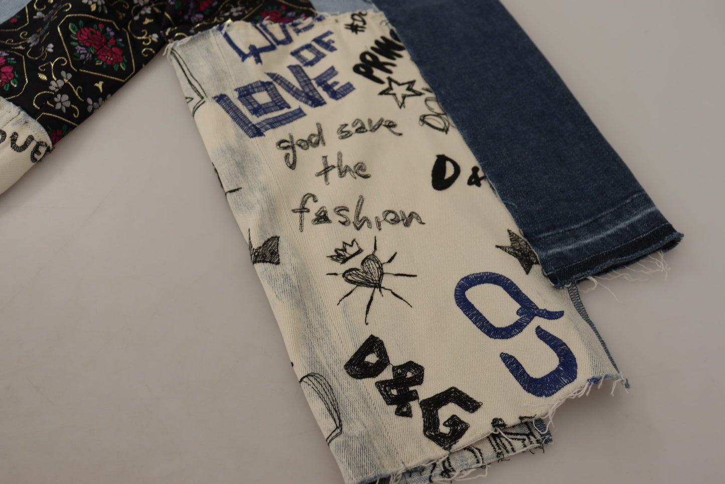 Pantaloni in denim a gamba larga DG Fashion patchwork multicolore Dolce &amp; Gabbana