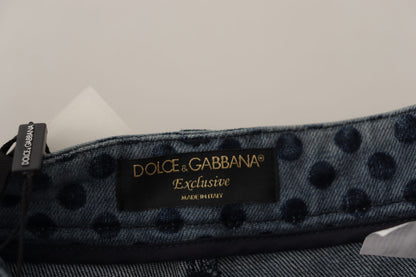 Jeans skinny a vita alta con stampa floreale blu Dolce &amp; Gabbana