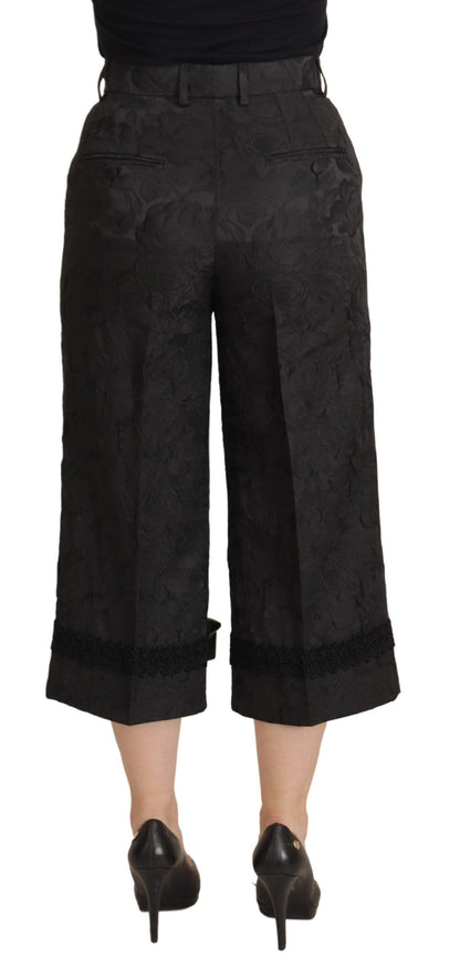 Pantaloni a vita alta in broccato nero Dolce &amp; Gabbana