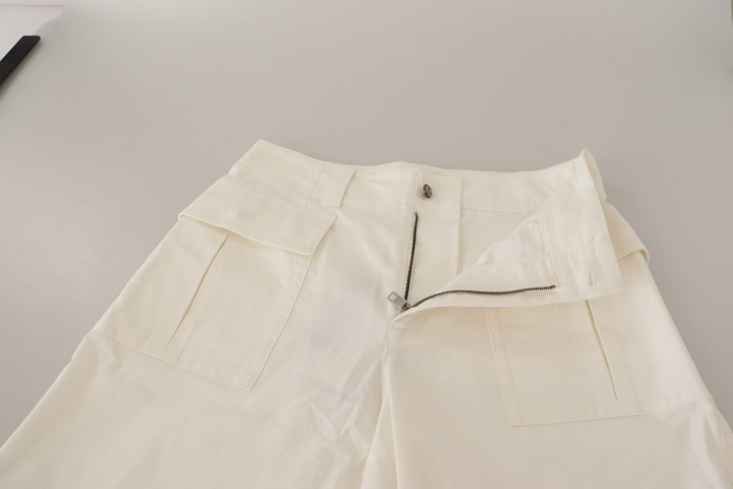 Pantaloni da donna in cotone affusolati a vita alta bianchi Dolce &amp; Gabbana