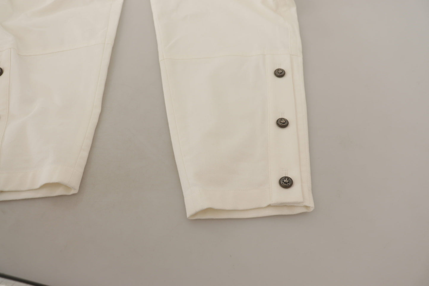 Pantaloni da donna in cotone affusolati a vita alta bianchi Dolce &amp; Gabbana