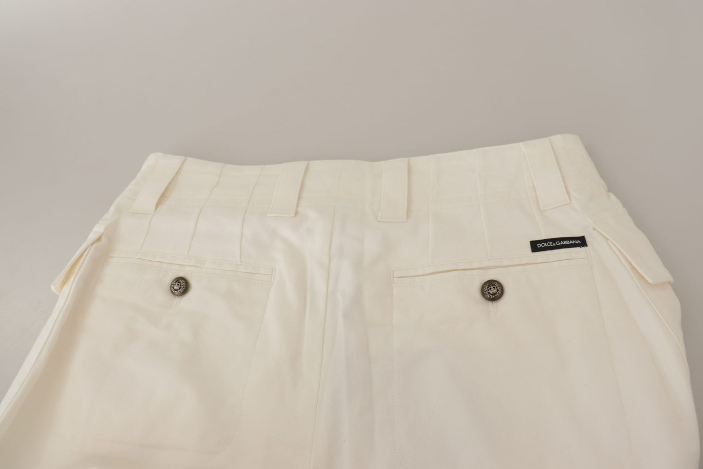 Pantaloni da donna in cotone affusolati a vita alta bianchi Dolce &amp; Gabbana