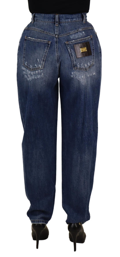 Pantaloni larghi a vita alta Dolce &amp; Gabbana blu lavati