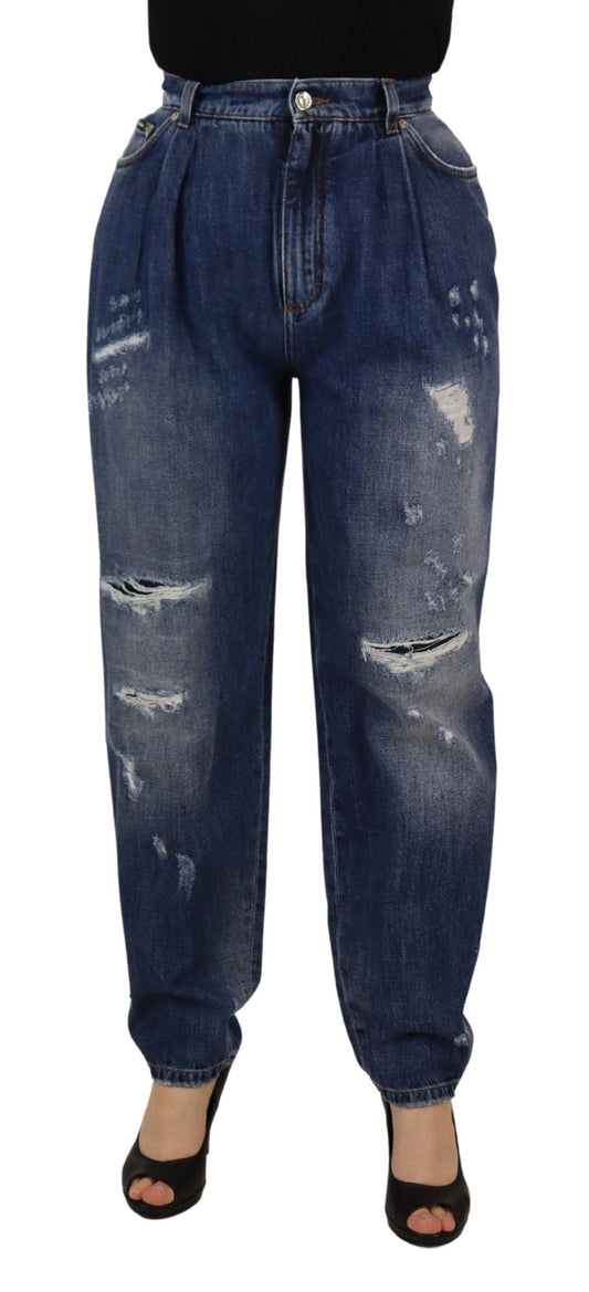 Pantaloni larghi a vita alta Dolce &amp; Gabbana blu lavati