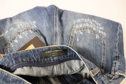 Pantaloni larghi a vita alta Dolce &amp; Gabbana blu lavati