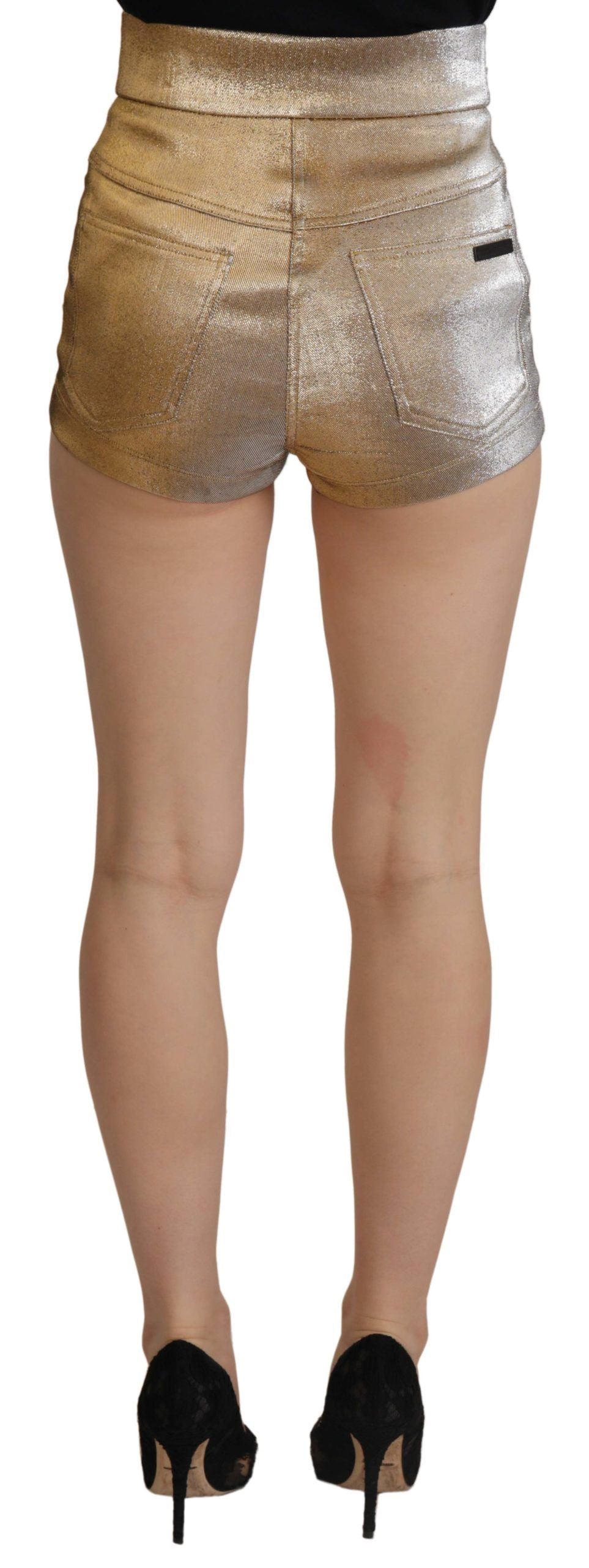 Shorts caldi in misto cotone dorato glitterato Dolce &amp; Gabbana