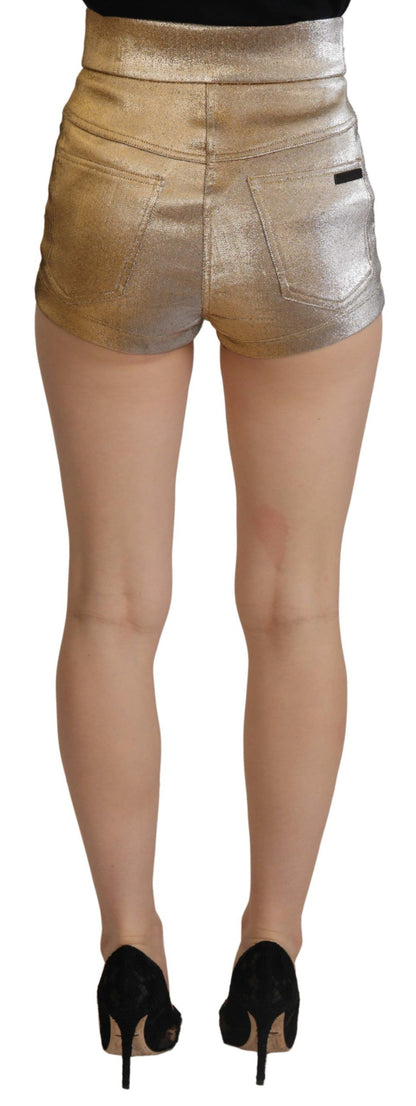Shorts caldi in misto cotone dorato glitterato Dolce &amp; Gabbana