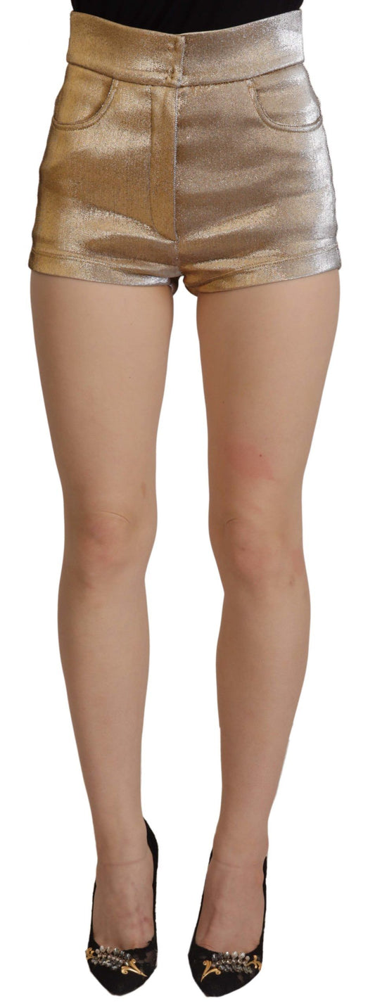 Shorts caldi in misto cotone dorato glitterato Dolce &amp; Gabbana