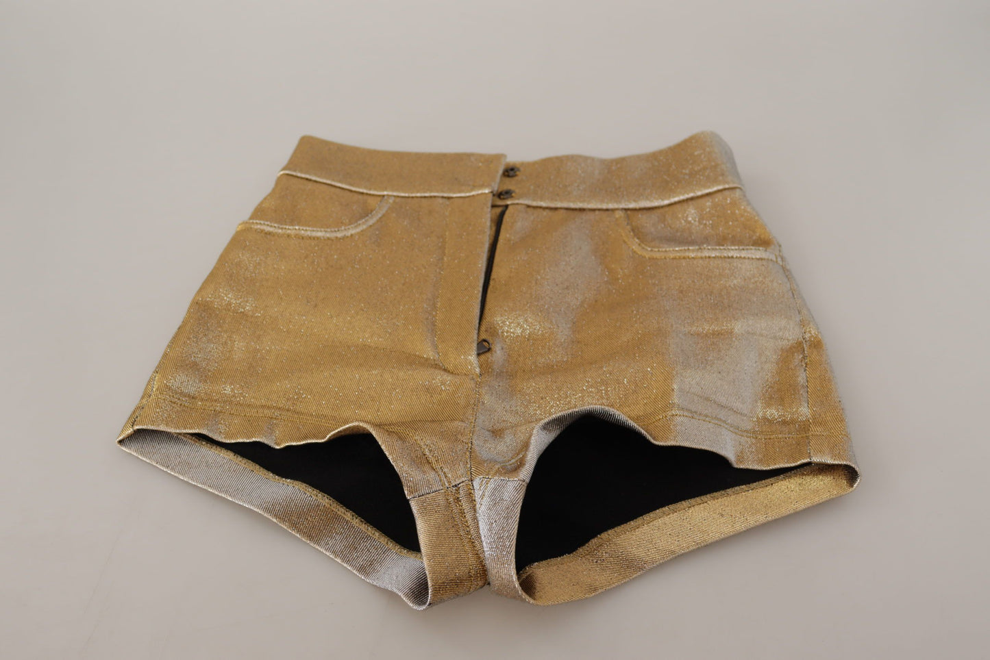 Shorts caldi in misto cotone dorato glitterato Dolce &amp; Gabbana