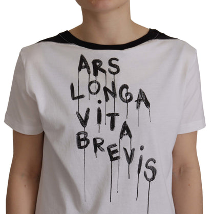 T-shirt in cotone con stampa slogan bianca Dolce &amp; Gabbana a girocollo