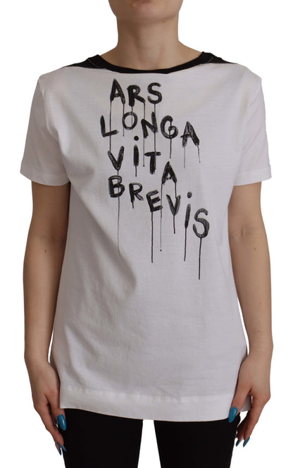 T-shirt in cotone con stampa slogan bianca Dolce &amp; Gabbana a girocollo