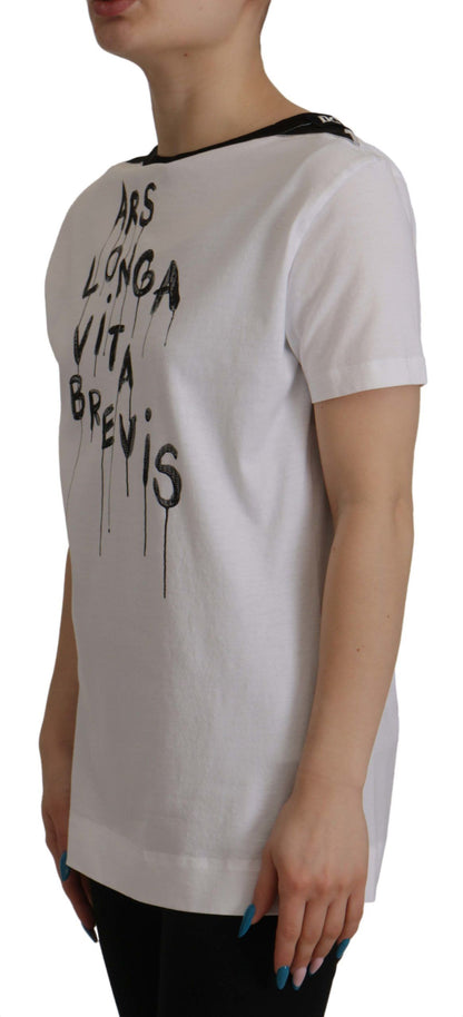 T-shirt in cotone con stampa slogan bianca Dolce &amp; Gabbana a girocollo