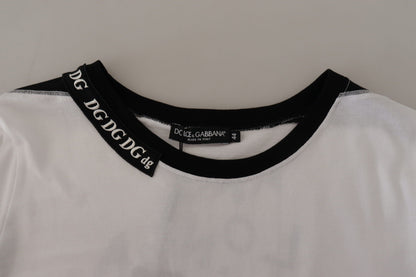 T-shirt in cotone con stampa slogan bianca Dolce &amp; Gabbana a girocollo