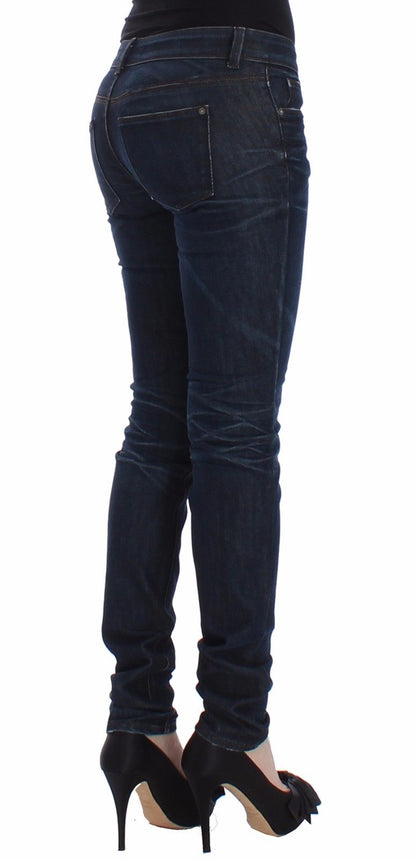Ermanno Scervino Jeans Slim Blu Pantaloni in Denim Skinny Leg Stretch