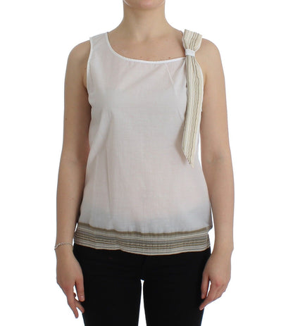 Ermanno Scervino Top Bianco Camicetta Canotta Camicia Senza Maniche
