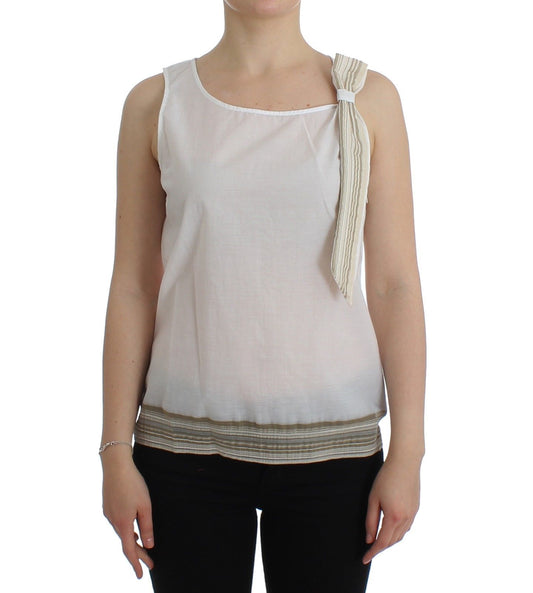 Ermanno Scervino Top Bianco Camicetta Canotta Camicia Senza Maniche