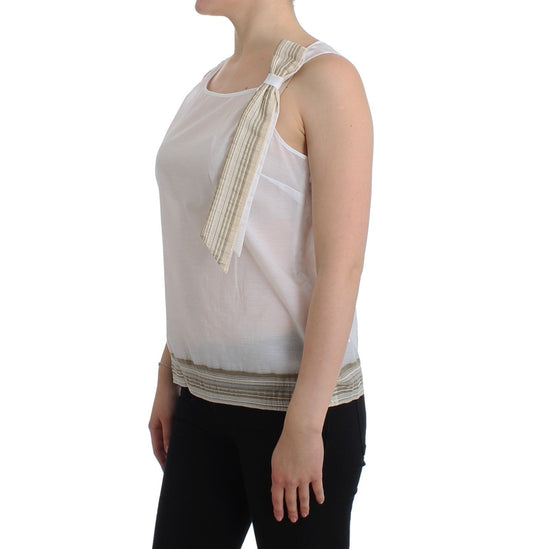Ermanno Scervino Top Bianco Camicetta Canotta Camicia Senza Maniche