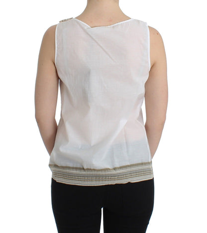 Ermanno Scervino Top Bianco Camicetta Canotta Camicia Senza Maniche