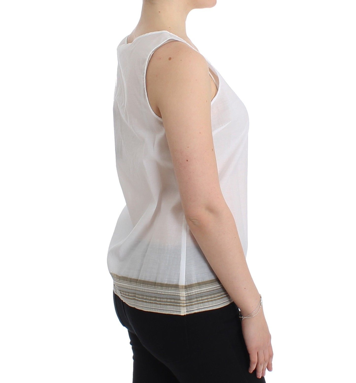 Ermanno Scervino Top Bianco Camicetta Canotta Camicia Senza Maniche