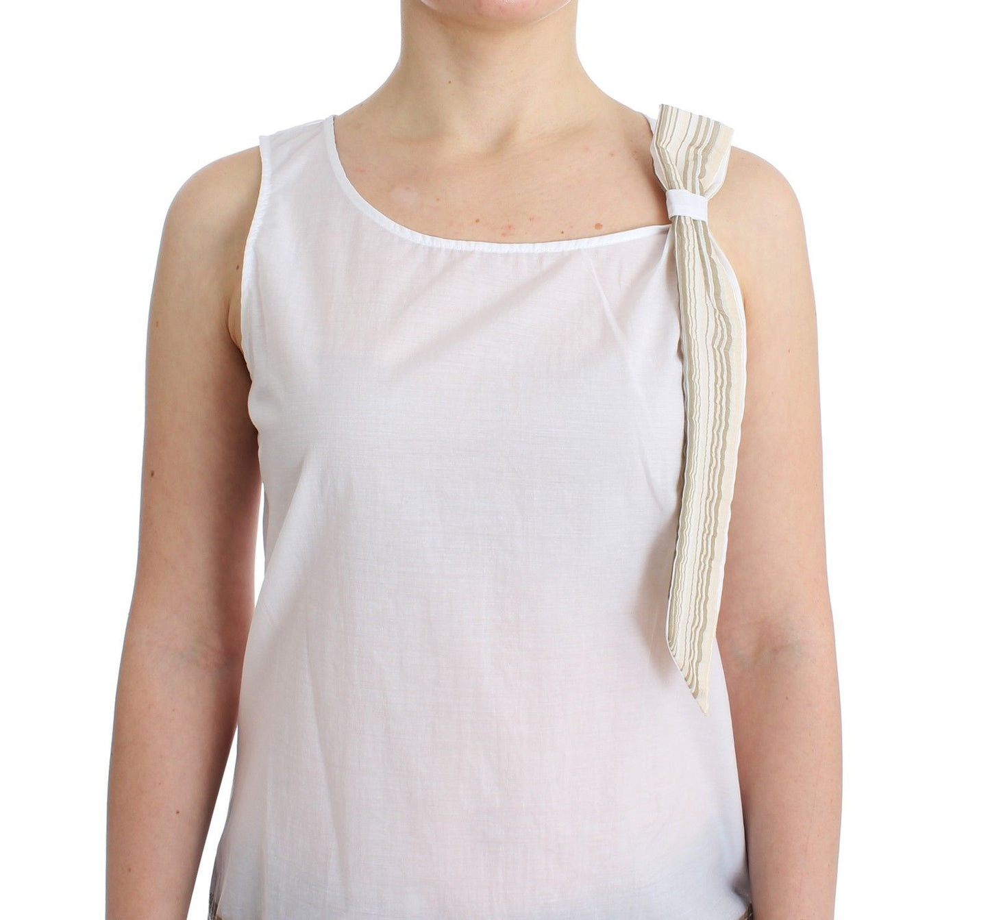 Ermanno Scervino Top Bianco Camicetta Canotta Camicia Senza Maniche