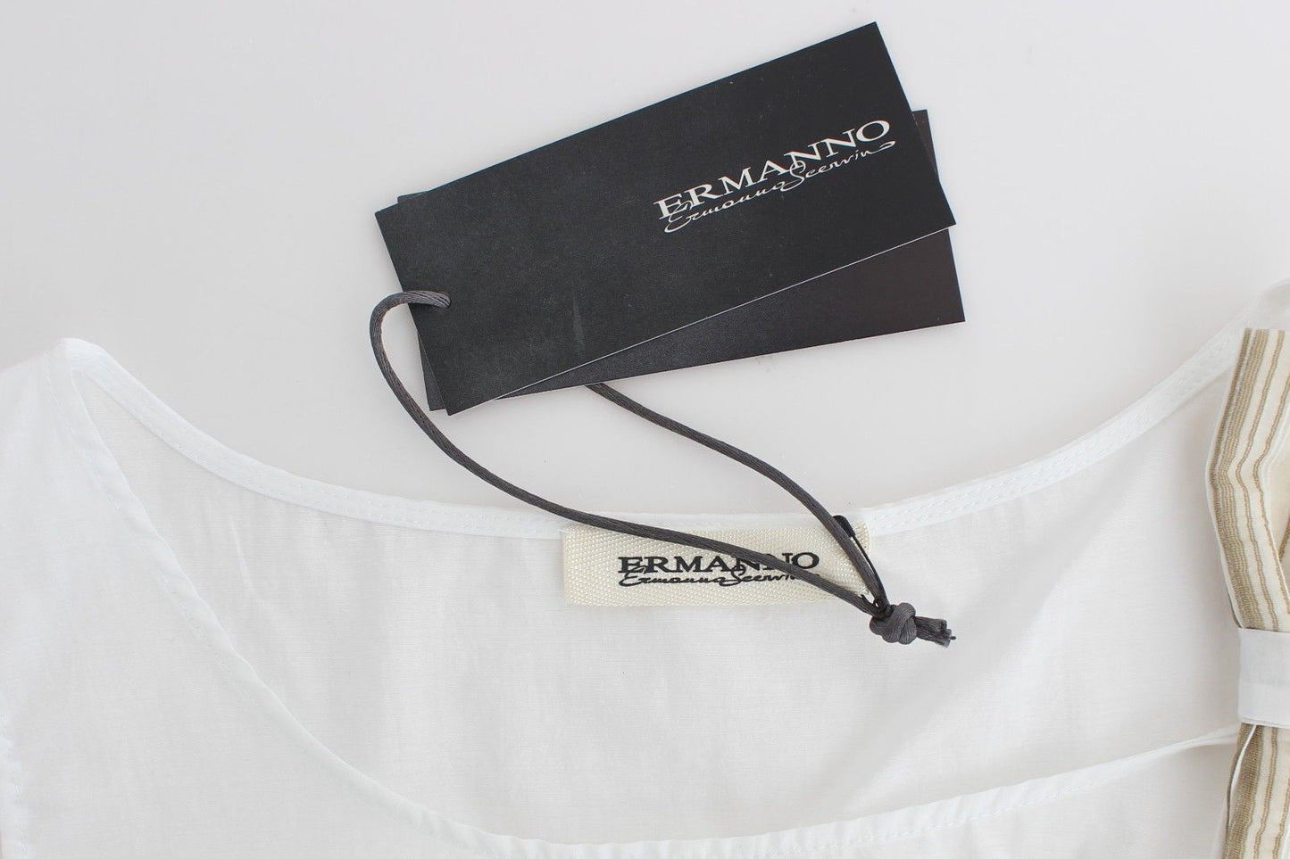Ermanno Scervino Top Bianco Camicetta Canotta Camicia Senza Maniche