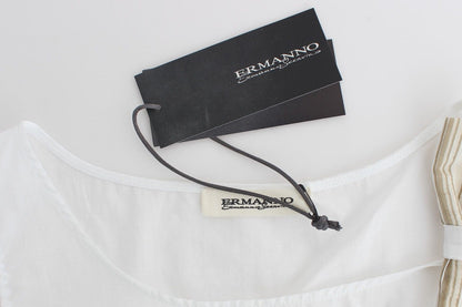 Ermanno Scervino Top Bianco Camicetta Canotta Camicia Senza Maniche