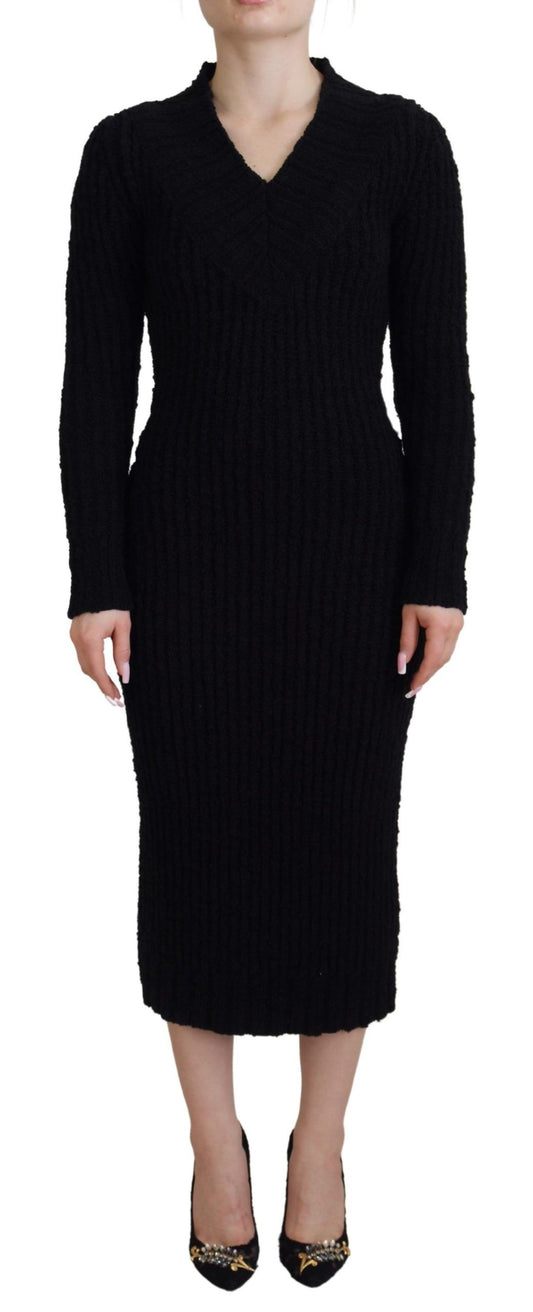 Abito tubino in maglia di lana nera Dolce &amp; Gabbana