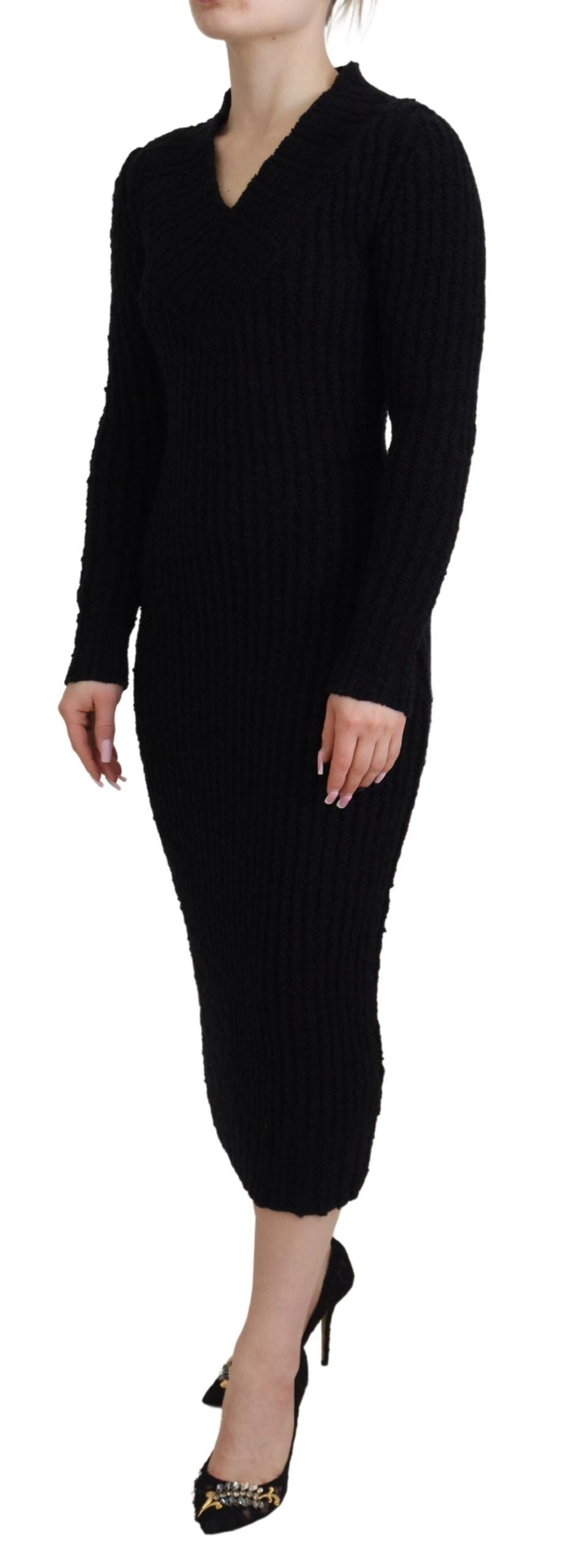 Abito tubino in maglia di lana nera Dolce &amp; Gabbana