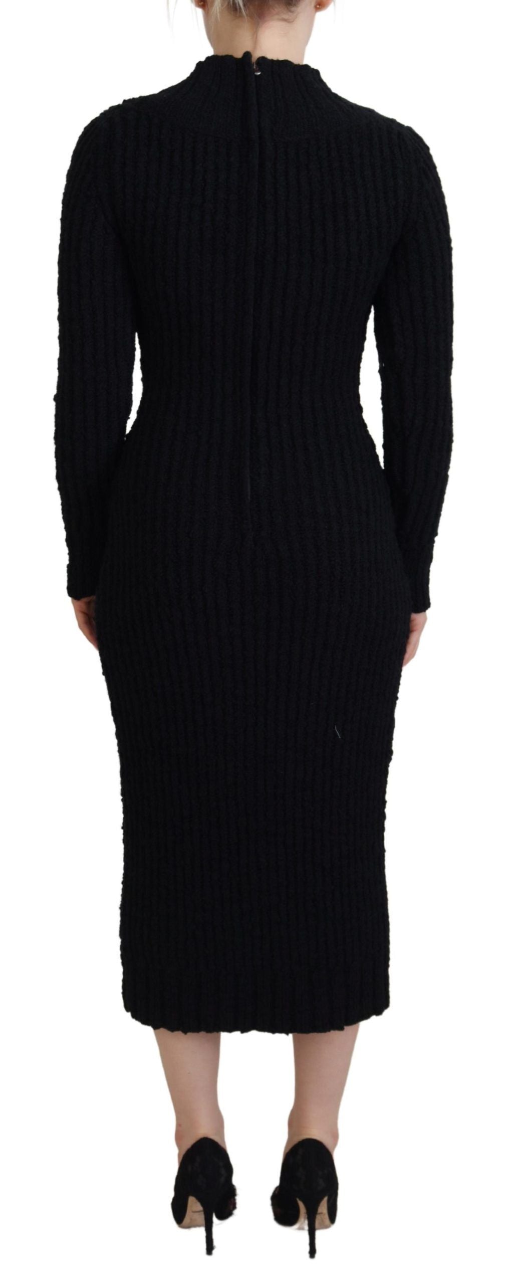 Abito tubino in maglia di lana nera Dolce &amp; Gabbana