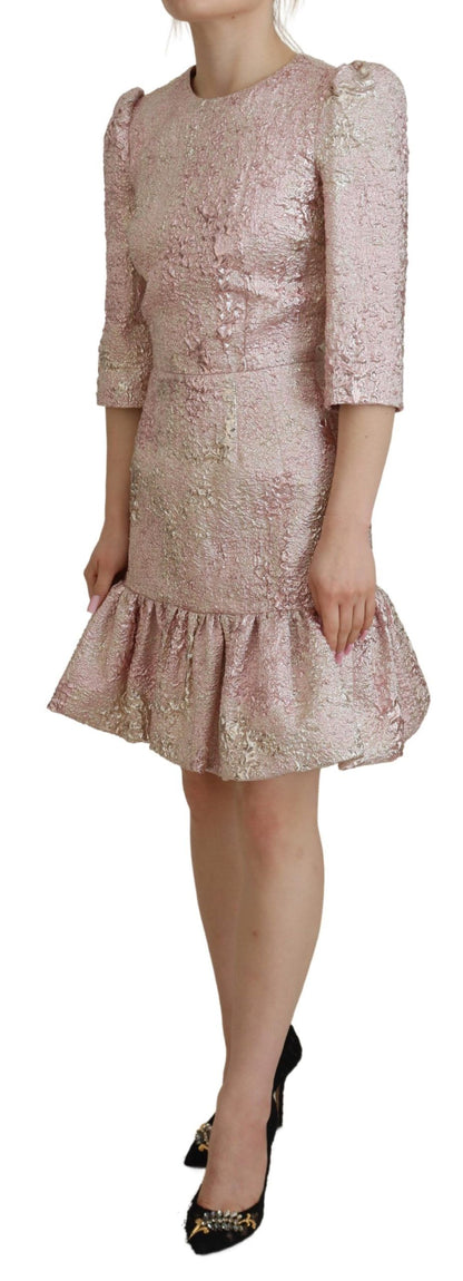 Dolce &amp; Gabbana Abito midi a tubino con maniche a 3/4 in jaquard rosa