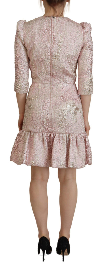 Dolce &amp; Gabbana Abito midi a tubino con maniche a 3/4 in jaquard rosa