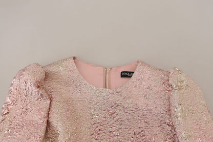 Dolce &amp; Gabbana Abito midi a tubino con maniche a 3/4 in jaquard rosa