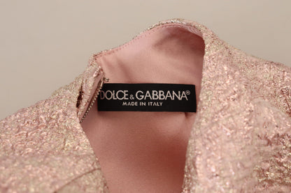 Dolce &amp; Gabbana Abito midi a tubino con maniche a 3/4 in jaquard rosa