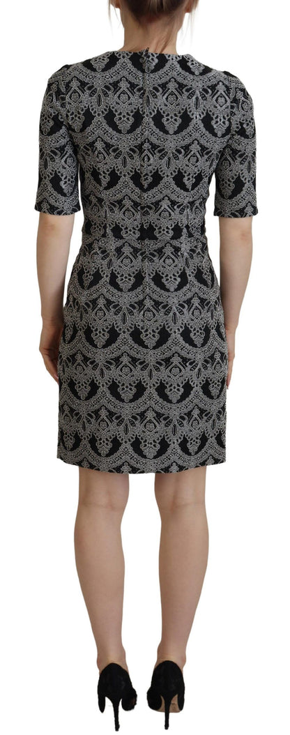 Dolce &amp; Gabbana Abito aderente in jacquard grigio nero